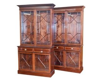 Pair of George III Style Mahogany Bookcase Cabinets