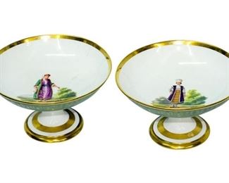 Pair Neoclassical Porcelain Tazza