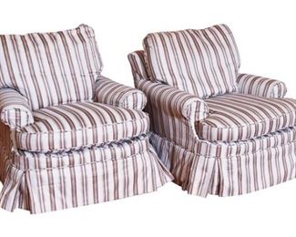 Pair BAKER Upholstered Club Chairs