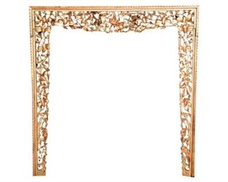 Chinese Carved Giltwood Bed Surround