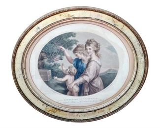 18th c Colored Engraving, Affection Innocence