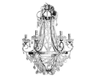 Italian Style Gilt Metal Crystal Chandelier