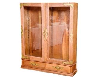 Vintage Oak Craftsman Glass Fronted Cabinet