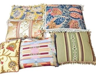 Group Lot of Needlepoint Crewelwork Pillows