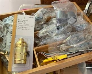Cabinet pulls and lamp parts -new