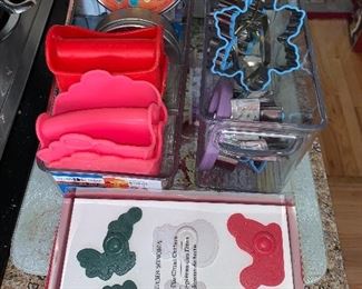 LOTS of kitchen -cookie cutters and silicon hotpads