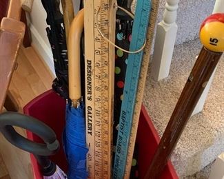 canes, yardsticks, umbrellas