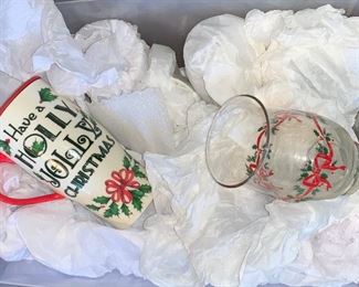 Sets of Christmas glassware