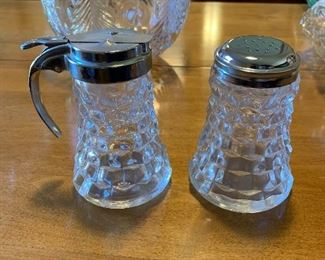 Fostoria syrup and sugar shaker