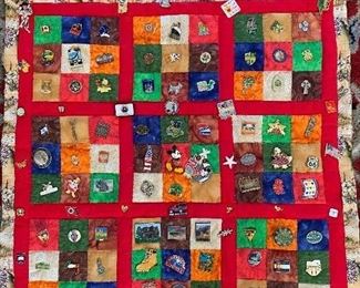 Quilt with souvenir pins