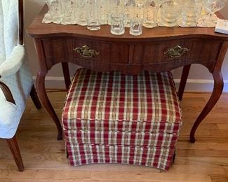 ottoman and desk, clear glass