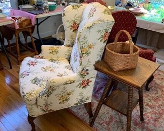 floral wing back chair