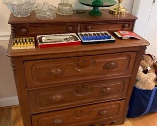 antique dresser with glove boxes
