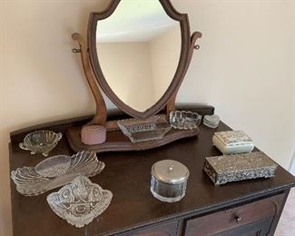 shaving mirror and glassware