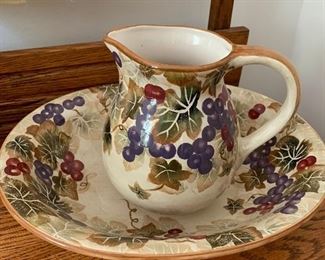 pottery bowl and pitcher