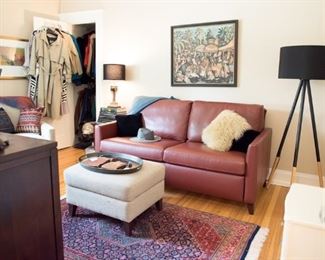 Woodleys Leather Hide-a-bed Loveseat