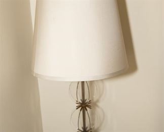 Pair of Gold Base Glass Triple Ball Table Lamps