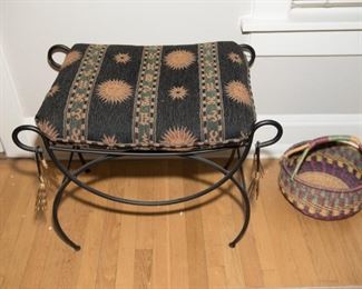 Black Iron Upholstered Cusion Stool