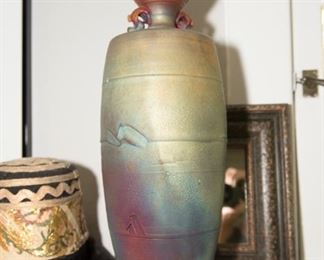 Large Raku Design Hand Thrown Jar 