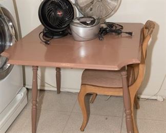 Table Top Fans, Ultrasonic Cleaner and Drop Leaf Table and Chair