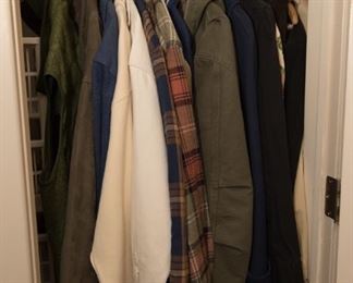 Assortment of Men's Jackets, Belts and Shirts Including Carhart