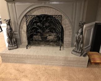 LOVELY FIREPLACE SCREEN & DOGS