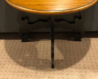 WOODEN HALF TABLE WITH BLACK BASE
