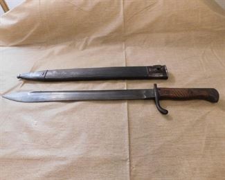 WW1 German Butcher Blade Bayonet and Scabbard(Erfurt 1914)