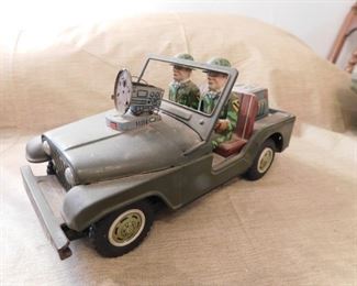 Large Tin Litho Military Jeep