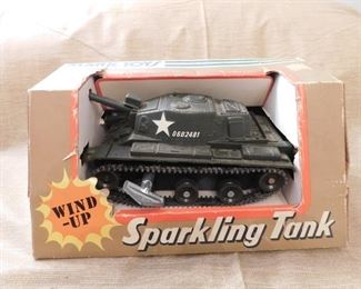 Vintage Marx Wind Up Sparkling Tank in Box
