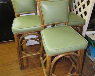 Vintage rattan/vinyl bar stools