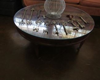 Mahogany coffee table with glass top