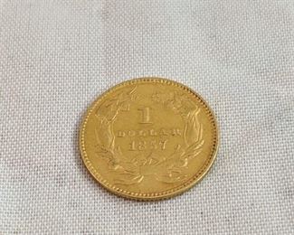 1857 1 Dollar Gold Coin