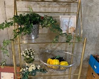 Brass bakers rack and house decorations
