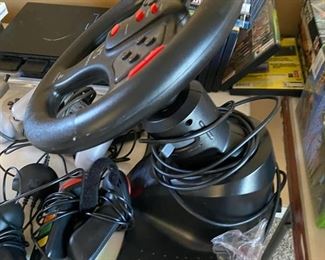 PlayStation 2 game console v3 steering wheel, guitar, controllers, games etc. N/A D966