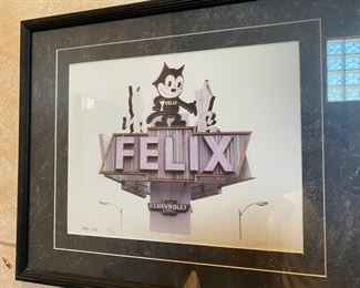 Felix the cat signed print Chevrolet 21x17 D946