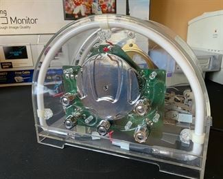 Vintage Neon Clear See-through AM/FM Radio With Cassette Model 8802C 11.5x6.5x9 HxWxD D952