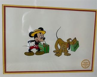 Walt Disney Co Mickey Mouse Mr Mouse Pluto Takes A Trip LE Serigraph Cel 21x17.5 D944