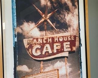 Signed and numbered photo print ranch house cafe sign Scott 99 17/195 framed 27x33 D940