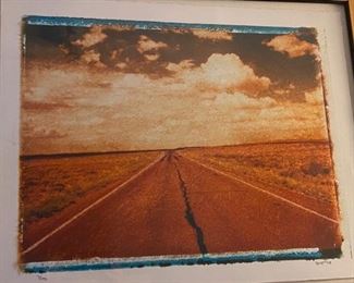 Signed and numbered cracked roadway print Scott98 7/195 framed 33x27 D938