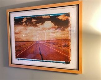 Signed and numbered cracked roadway print Scott98 7/195 framed 33x27 D938