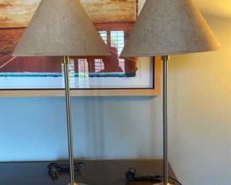 Tall metal nightstand lamps (pair) 6x26 D935