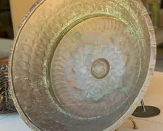 Large Hammered Copper Bowl with stand 27 in Diameter x 16in D 19642