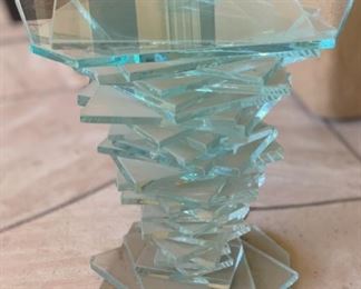 Stacked Glass End Table Artist Made Single 19x18x17in HxWxD 19641