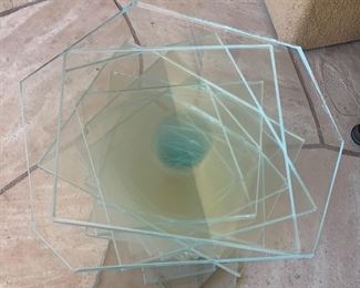 Stacked Glass End Table Artist Made Single 19x18x17in HxWxD 19641