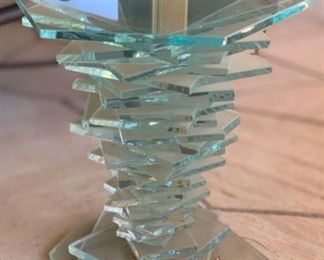 Stacked Glass End Table Artist Made Single 19x18x17in HxWxD 19641