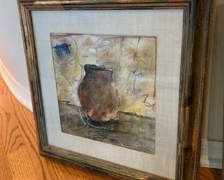 2pc Prehistoric P Paintings Decor Art PAIR 17x17x1in HxWxD 19640