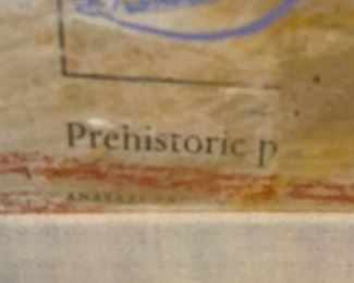 2pc Prehistoric P Paintings Decor Art PAIR 17x17x1in HxWxD 19640