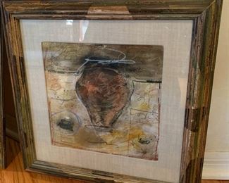 2pc Prehistoric P Paintings Decor Art PAIR 17x17x1in HxWxD 19640