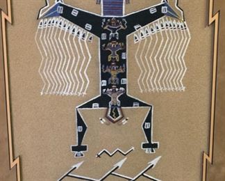 Native American Sand Painting Riley Johnston Navajo 28x24x.5in HxWxD 19639